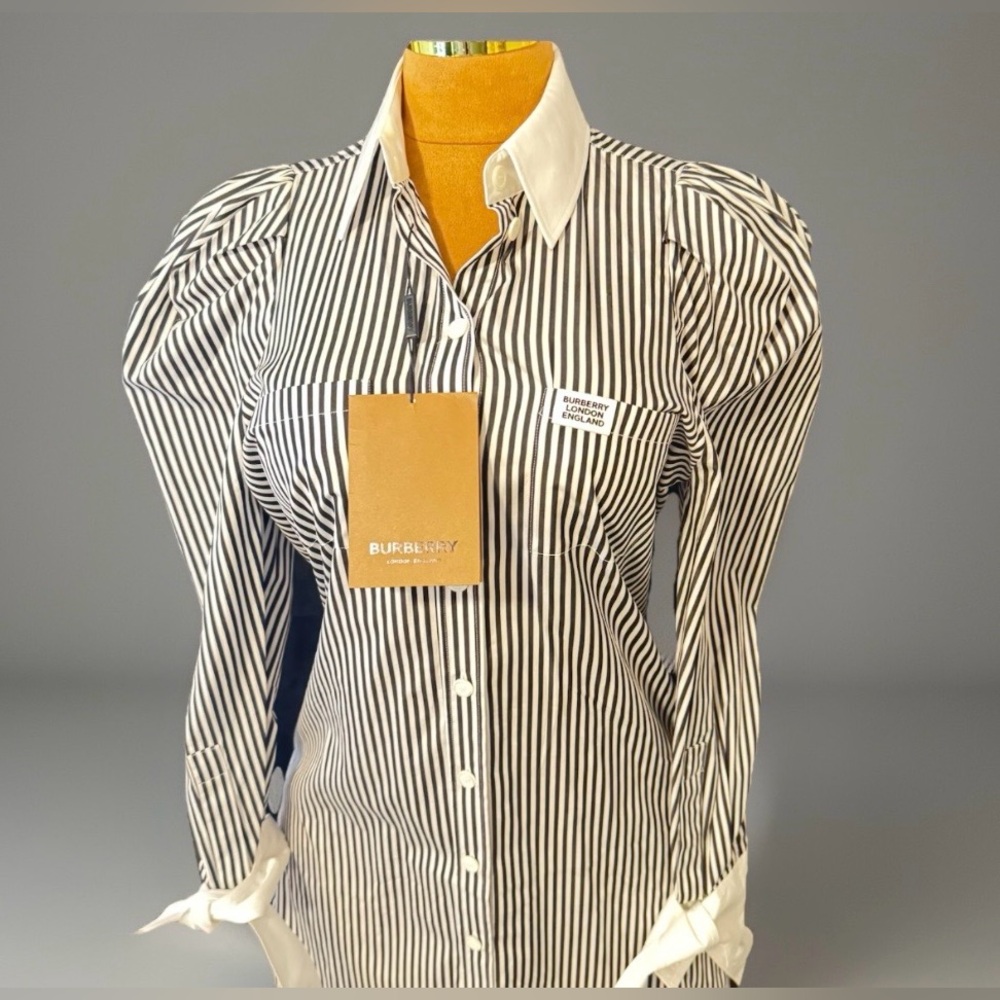 💰⬇️ BURBERRY 
Black & White Striped Shirt Dress - Picture 5 of 12